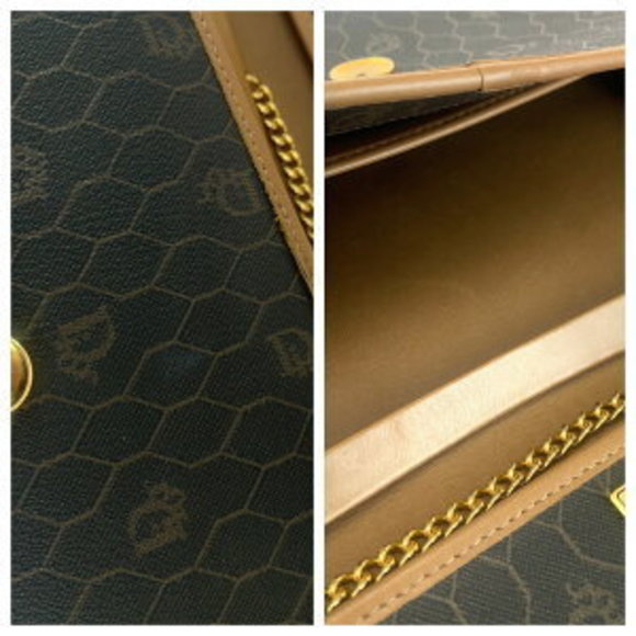 Dior Honeycomb Pattern Brown Chain Crossbody Pochette - Picture 6 of 9